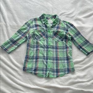 Aeropostale Kids Green and Blue Plaid Button-Down Shirt